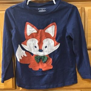 First Impressions Boy’s Navy Long Sleeve Tee Shirt w/Fox in a Bow Tie Size 3T